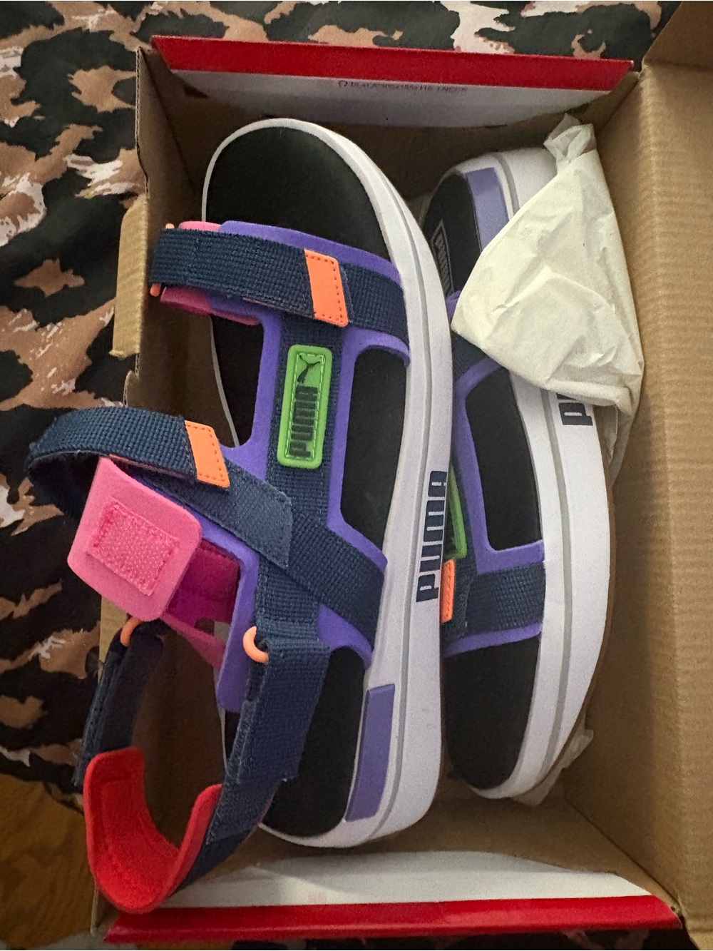 Puma Women’s Navy, Black, Purple & Pink Colorblock Sport Sandals